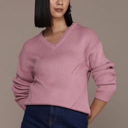 Roadster Women Self Design Cable Knit Pullover Sweater-image-32