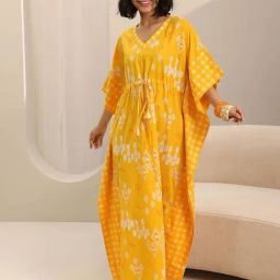 Libas Yellow Printed Kaftan-image-43