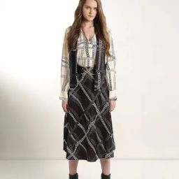 Vero Moda Jet Black Printed A-Line Midi Skirt-image-58
