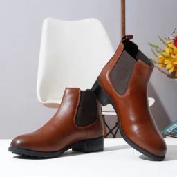 Teakwood Leathers Women's Tan Chelsea Boots-image-69