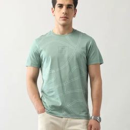 Arrow New York Green Cotton Regular fit Printed T-Shirt-image-84