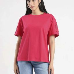 Madame Red Cotton Regular Fit T-Shirt-image-22