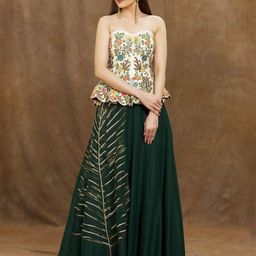 Khwaab by Sanjana Lakhani Embroidered Thread Work Ready to Wear Lehenga &-14