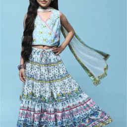 BIBA Girls Multicolor Floral Print Lehenga, Choli with Dupatta-image-81
