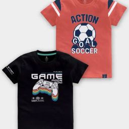 Codez Kids Black & Coral Printed T-Shirt (Pack Of 2)-picture-44