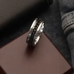 Aatmana Silver-Plated Jared Chain Stainless Steel Finger Ring-20