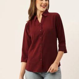 Odette Maroon Regular Fit Shirt-image-11