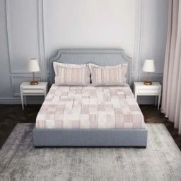 Spaces Essentials AW24 138 Pink Viscose 138 TC Double Bedsheet with 2 Pillow Covers-image-87