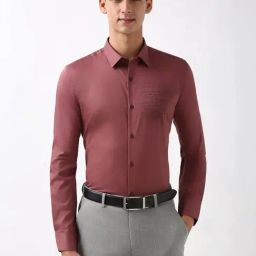 Peter England Maroon Cotton Slim Fit Printed Shirt-image-89
