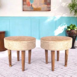 Ikiriya Nayla Beige Sheesham Wood Contemporary Stools in Teak Finish-image-50