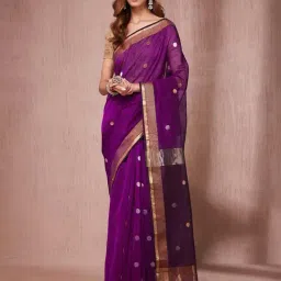Fabindia Purple Polka Dots Saree-picture-12