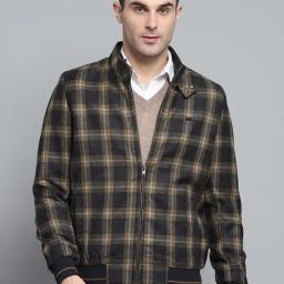 Monte Carlo Beige Regular Fit Checks Jacket-picture-18