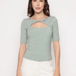 Guess Green Printed Clara Twisted Top-picture-45