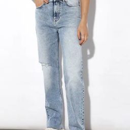 Only Light Blue Cotton Distressed Mid Rise Jeans-image-56
