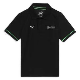 Puma Kids MAPF1 Black Cotton Logo Polo T-Shirt-image-15