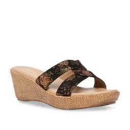 Rocia by Regal Women's Bronze Cross Strap Wedges-image-81