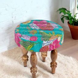 Ikiriya Roswell Sea Green Sheesham Wood Mid Century Stool in Teak Finish-picture-10