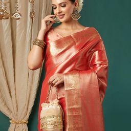 KALINI Orange Pure Silk Embellished Sarees-16