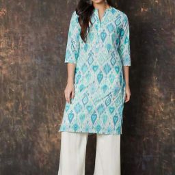 Melange By Lifestyle White Cotton Regular Fit Printed Kurtas-image-15