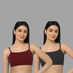 AROUSY Black & Maroon Cotton Beginner's Bras - Pack Of 2-image-89
