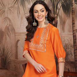 Sangria Yoke Design Straight Kurta with Trousers-picture-16