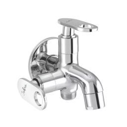 Jabra 2 in 1 Bib Cock Prime Series Brass Chrome Finish Wall Mount Silver-image-6