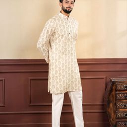 Koshin Paisley Printed Mandarin Collar Straight Kurta-23