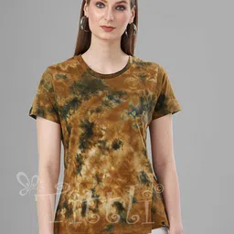 TITTLI Tie & Dye Printed Round Neck Cotton Regular Fit T-shirt-image-93
