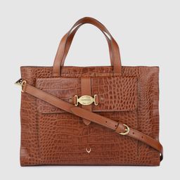 Hidesign Tan Brown Animal Textured Leather Oversized Structured Shoulder Bag-31
