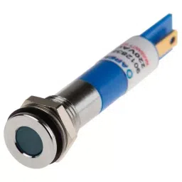 RS PRO Blue Panel Mount Indicator 220V AC, Mounting Hole Size 8 mm, IP Rating IP67, Model No 8462917-3