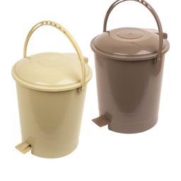 Kuber Industries Beige & Brown 2 Pcs Swinging Lid Wet & Dry Dustbin 10 L image 2