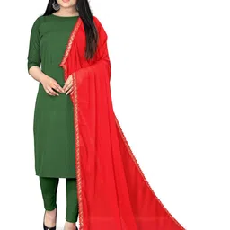 EBADAT Women Red Chiffon Dupatta-picture-6