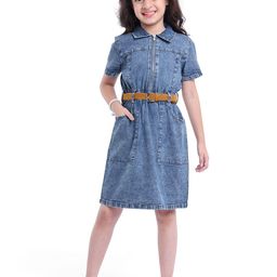 Hola Bonita Girls Pure Cotton Denim Shirt Dress-image-27