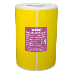 Tudko 100x75 mm 80 GSM 1 UP Self Adhesive Paper Label Yellow-28