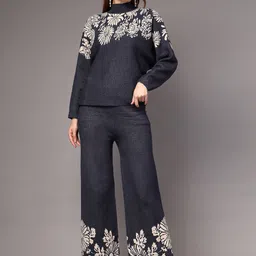 Mafadeny Floran Printed High Neck Top With Trousers Co-Ords-picture-35