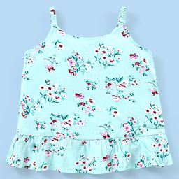 Babyhug Rayon Woven Sleeveless Top with Frill Detailing Floral Print - Green-image-37