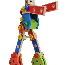 Trinkets & More Natural Wood Model Nut Construction Building Blocks Multicolour - 70 Pieces-13