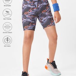 Pine Active Super Stretch Cycling Shorts with Abstract Print - Purple-image-2