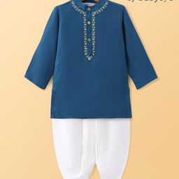 Babyoye Eco Conscious Full Sleeves Embroidered Kurta & Dhoti Set - Blue-image-83