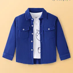 babyoye Babyoye100% Cotton Knit Solid Dyed Full Sleeves Solid Shirt with Dino Print T-Shirt - Blue-picture-42