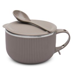 Jaypee Plus Stainless Steel Ribtok Meal Bowl Soup Bowl with Lid & Spoon for Every Day - Grey-18
