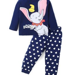 Babyhug Disney Single Jersey Knit Full Sleeves Night Suit with Dumbo Graphics - Navy-image-87