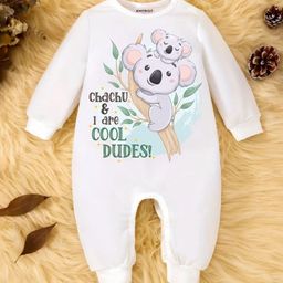 KNITROOT Chachu Theme Cotton Full Sleeves Chachu & I Are Cool Dudes Text Printed Romper - White-image-51