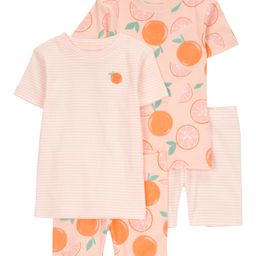 Carter's Knit Half Sleeves Shorts Night Suits With Orange Print Pack of 2 - Peach-picture-13