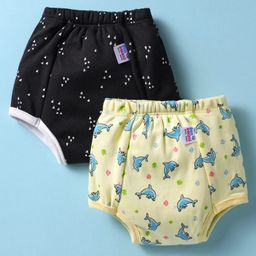 Ben Benny Interlock Knit Waterproof Cotton Laminated Padded Briefs with Dolphin Print Pack of 2 - Cream & Black-image-30