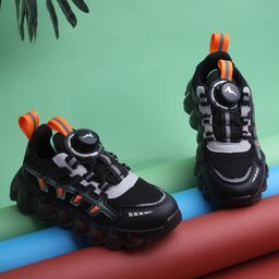 TRUFFLE COLLECTION Mesh Detailed Rotating Button Sneakers - Black-picture-3