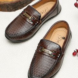 Tiny Bugs Metal Applique Detailed Textured Slip On Loafers - Brown-image-59