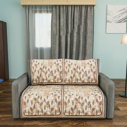 Kuber Industries Brown & White Printed Velvet 4 Piece Sofa Cover-30