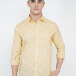 SHANLIYA Standard Geometric Printed Spread Collar Cotton Shirt-image-88