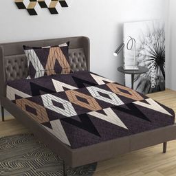 YaAkholic Black 210 TC Single Bedsheet with 1 Pillow Covers-image-72